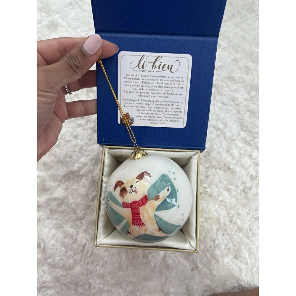 Li Bien Pier 1 Imports Christmas Ornament Let it Snow 2018 Dog Tree New In Box